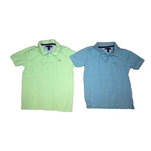 Tommy Hilfiger Lot of 2 Boys Short Sleeve Polo Shirt Size 8 Small Green & Blue